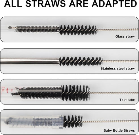 Straw Cleaner Brushes Sets, 12 Pieces 8.2 Inch Botthle Cleaning Brush and Nylon Tube Brush Brush Kit for Sippy Cup, Tumbler, Water Bottle, Drinkin...