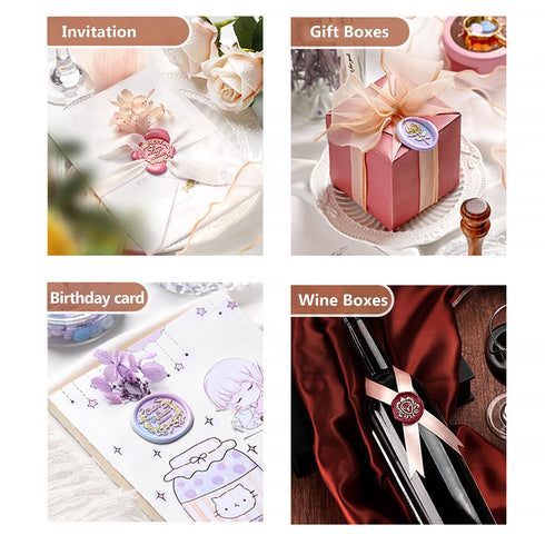 Wax Seal Sticks, Wasole 12 PCS Rose Gold Glue Gun Sealing Wax Sticks Beads Rode for Wax Seal Stamp, Great for Wedding Invitations, Cards Envelopes...