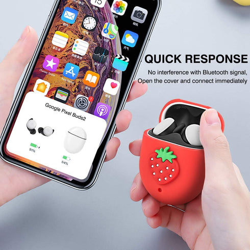 for Google Pixel Buds 2(2020) Case, Cute 3D Funny Protective Cover Soft Silicone Cartoon Shockproof Case with Ring Keychain Fashion Design Support...