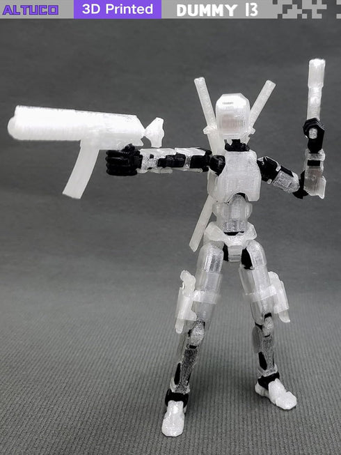 (Assembly Completed) 5.5 Inch T13 Action Figure with Lots of Weapons,3D Printed Multi-Jointed Movable Transparent Dummy 13 Toy...