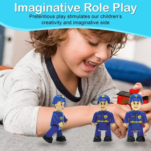 FUNERICA Toy Police Officer Set (3 Pcs) Detailed and Imaginative Little People Police Action Figures for Toddlers and Kids -Community Helpers Figu...