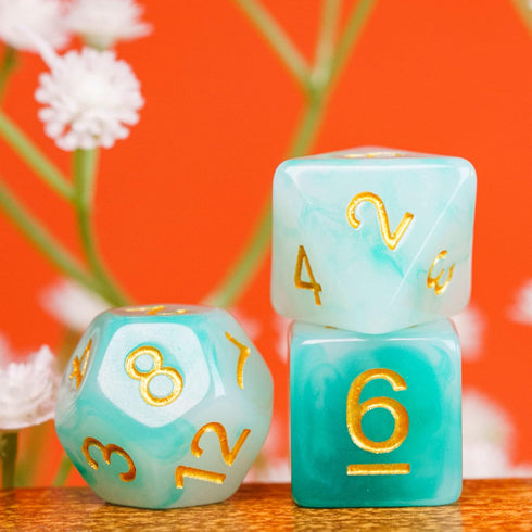 7PCS Polyhedral Dice Set, Jade DND Dice Set for Dungeon and Dragons, D&D Dice Set for Role Playing Games (Green White)...