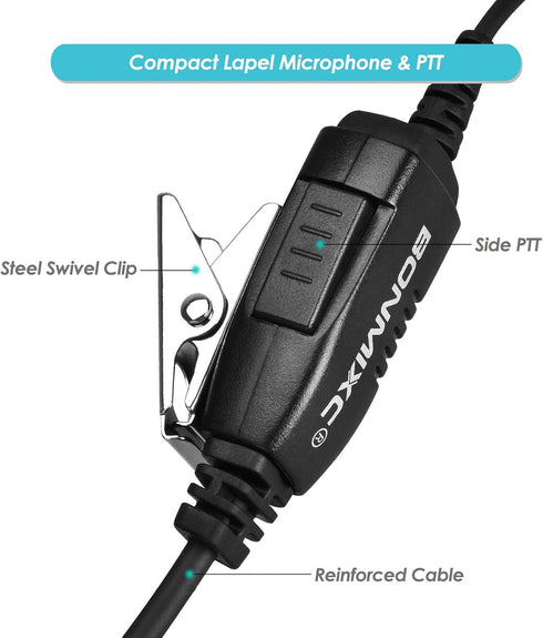 2-Pack Walkie Talkie Earpieces, 2.5mm/3.5mm 2-Pin Two Way Radio Headset with PTT Mic and 180° rotatable earbud, Compatible with Motorola Two-Way R...