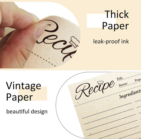 100 Pack Recipe Cards 4 x 6 Inch Double Sided Recipe Cards Kitchen Recipe Cards Cooking Recipe Cards Vintage Recipe Cards for Wedding, Bridal Show...