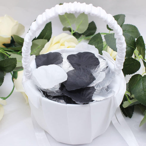 900PCS Silver Black White Artificial Flowers Silk Rose Petals Flower Girl Scatter Petals for Wedding Aisle Centerpieces Table Confetti Party Favor...