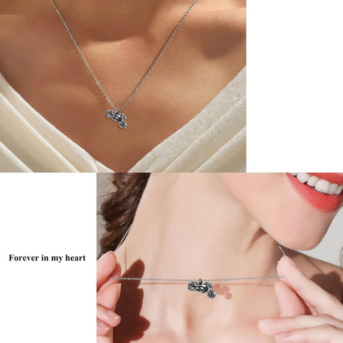 Urn Necklaces for Ashes for Men, Cremation Jewelry for Ashes, Ash Necklace for Human Ashes Necklace Stainless Steel Motorcycle Jewelry Ashes Keeps...