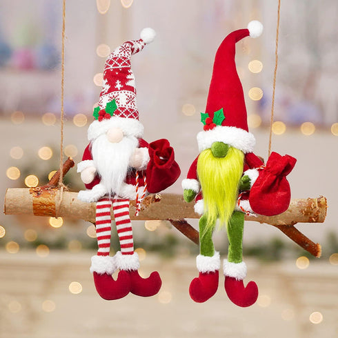 2PCS Christmas Gnomes Decorations for Home Holiday Party Gifts Elf Santa Gnome Ornaments Tiered Tray Decor...