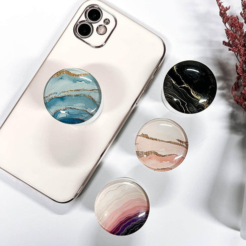 Clear Crystal Glitter Expandible Collapsible Moblile Phone Grip Stand Holder for Smartphones and Tablets Cell Phone Accessory (Aqua Blue Rose Gold...