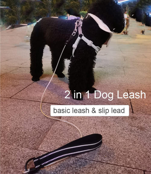 4/6FT Cable Slip Lead Dog Leash, Chew Proof Steel Wire Dog Leash with Reflective Soft Nylon Handle for Teething Puppies Small Medium Dogs Training...