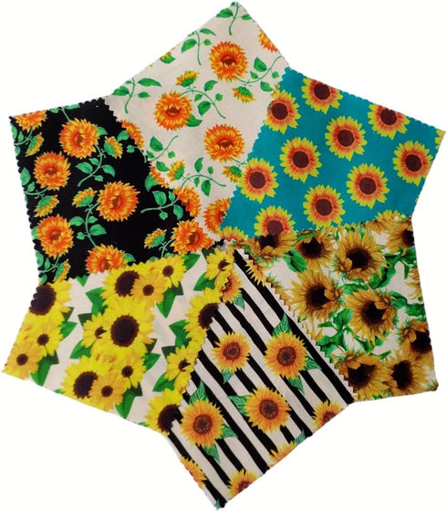 iNee Charm Packs for Quilting 5 inch, Precut Cotton Quilting Fabric Bundle, 48-5" Charm Squares, Sunflower...
