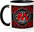 3dRose Wicked Red Zebra Initial Letter M Two Tone Mug, 11 oz, Black/White...