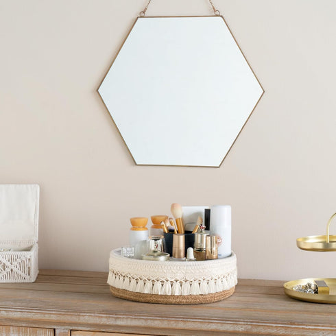 Mkono Makeup Perfume Holder Organizer Macrame Decorative Woven Rope Basket Boho Decor Cosmetics Desk Storage Baskets For Dresser Skin Care Lotions...