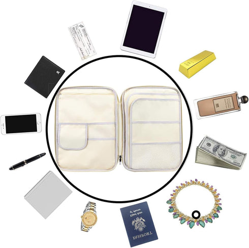 Travel Portfolio Organizer Waterproof A4 Document Bag Multifunctional Travel Note Pouch Zippered Case for Notebook, Ipad, Journals, Sketch Books (...