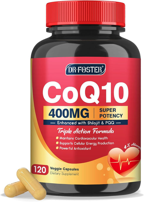 CoQ10 400mg-High Absorption Coenzyme Q10 Supplements with PQQ, Shilajit & Vitamin E, Powerful Antioxidant for Heart & Brain Health and Energy-Prod...