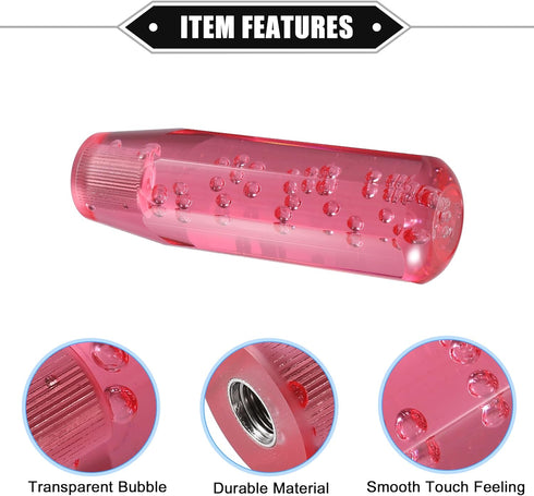 Gear Shift Knob Stick, 15cm Faux Crystal Transparent Bubble Gear Shifter Universal for Manual Transmission Vehicle Durable Acrylic Red with Adapte...