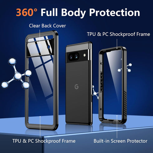 ANTSHARE for Google Pixel 8 Case, Pixel 8 5G Phone Case IP68 Waterproof with Built-in Screen Protector, Full Body Sealed Heavy Duty Shockproof Dus...