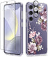 GVIEWIN for Samsung Galaxy S24 Case Floral, with Screen Protector & Camera Lens Protector, Hard PC&TPU Bumper Clear Shockproof Protective Women Ph...