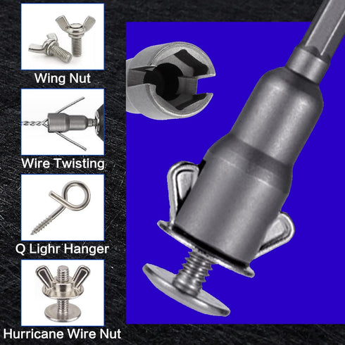 SPEEDWOX 2PCS Power Wing Nut Driver Set 1/4 Inch Hex Shank Steel Drills Bits Wing Nuts Drill Bit Socket Wrenches Tools Slot Set For Panel Nuts C H...