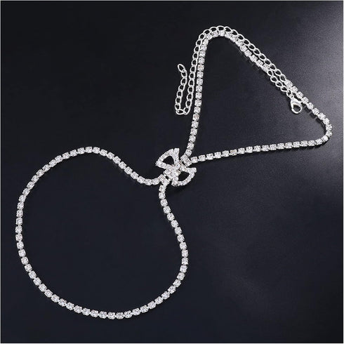 1Pcs Rhinestone Cross High Heel Anklet Chain Shining Rhinestone Foot Chain Jewelry Crystal Foot Bracket Ankle Chain Jewelry for Women(Crystal-silv...
