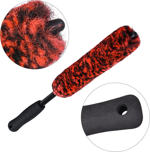 Metal Free Soft Wheel Cleaner Brush, Synthetic Wool Tire Cleaning Brush, Highly Water Absorption, Dense and Durable Tire Brush for Cleaning Wheels...