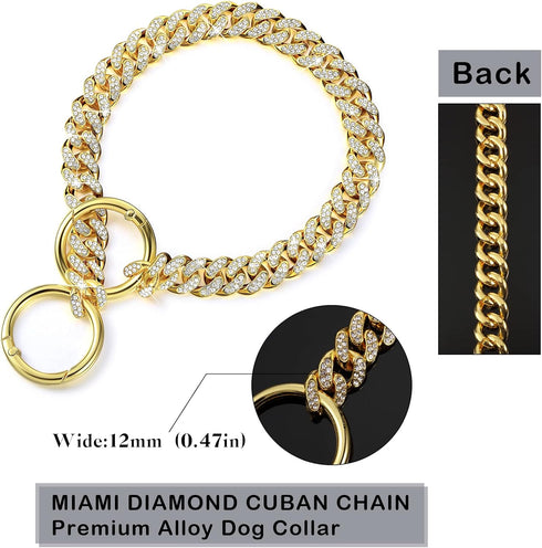 Gold Chain Dog Collar Link Dog Chain Metal Dog Chain Collars Dog Link Collar for Small Medium Large Dogs (14 Inch)...