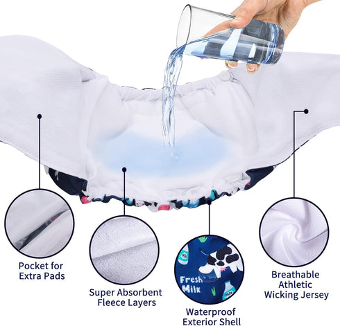 CuteBone Washable Dog Diapers Male with Snaps Reusable Doggie Belly Band for Male Dogs Wraps 3pcs a Pack KDM06M...