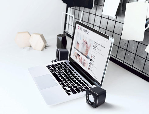 MANHATTAN USB Powered Stereo Speaker System - Small Size - with Volume Control & 3.5 mm Audio Plug to Connect to Laptop, Notebook, Desktop, Comput...
