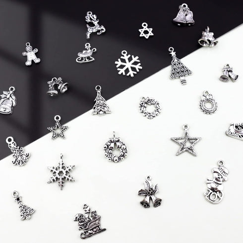 JIALEEY Christmas Charms, Wholesale Bulk Lots Christmas Charm Mixed Tibetan Silver Metal Pendants DIY for Jewelry Making Crafting Ornaments...
