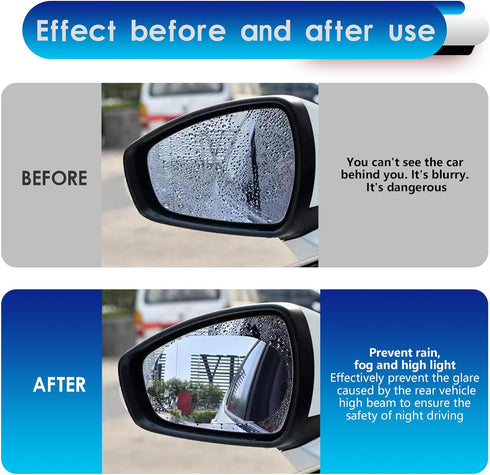 Pack-2 Car Rearview Mirror Anti-rain Film, 3.9In x 5.9In Vehicle Side Mirrors Stickers, Durable Automobile Accessories, Universal for Most Cars, T...