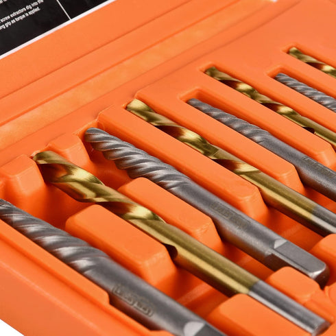 10-Piece Screw Extractor and Left Hand Drill Bit Set, Bolt Extractors, for Removing Broken Studs, Bolts, Socket Screws, and Fittings...