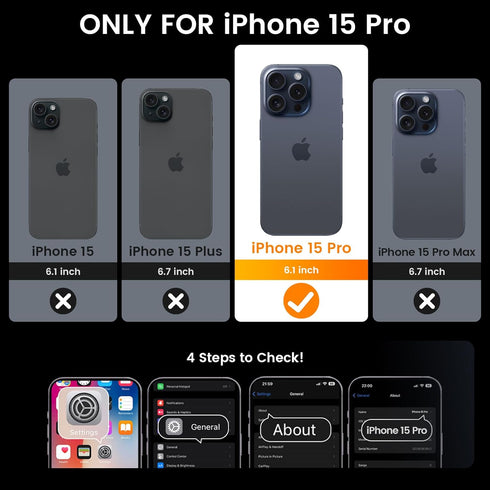 Goton for iPhone 15 Pro Case with Screen Protector - Slide Camera Cover Protective Phone Case with Ring Stand, Heavy Duty Shockproof Rugged Bumper...