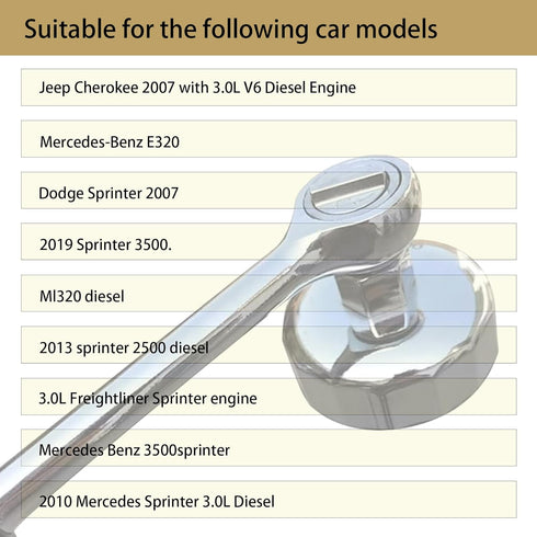84mm 14Flutes Oil Filter Wrench for Sprinter, Jeep and Dodge. Oil Filter Cap Socket Removal Tool for Changing Oil...