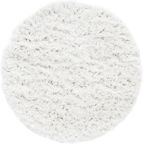 Unique Loom Davos Shag Collection Area Rug - Solid (2' Round, White/ Ivory)...
