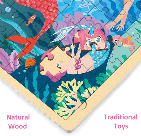 100 Piece Puzzles for Kids Ages 4-8, Wooden Puzzles for Kids Ages 3-5 with Unique Puzzle Pieces, Jigsaw Toddler Puzzles Ages 3-5 with Storage Tray...