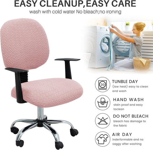 MIFXIN Computer Office Chair Cover Stretch Elastic Slipcover 2 Piece Stretchable Knitted Universal Computer Chair Seat Cover Furniture Protector f...