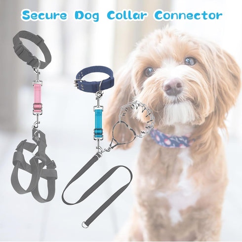 YUEPET Dog Safety Collar Clips 5 Pack Adjustable Prong Collar Backup Clips Reflective Double Ended Backup Clasp Leash Connector for Dog Harness to...