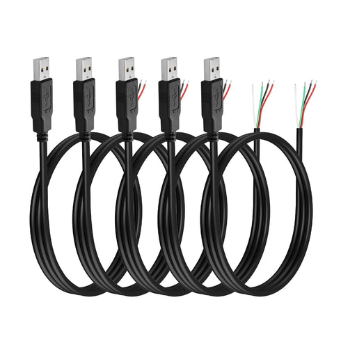 YAODHAOD USB A Male 4 Pin Bare Wire, 22AWG USB 2.0 Male Plug to Bare Wire Open End Extension Cable,for USB Equipment Installed or Replace Repair D...