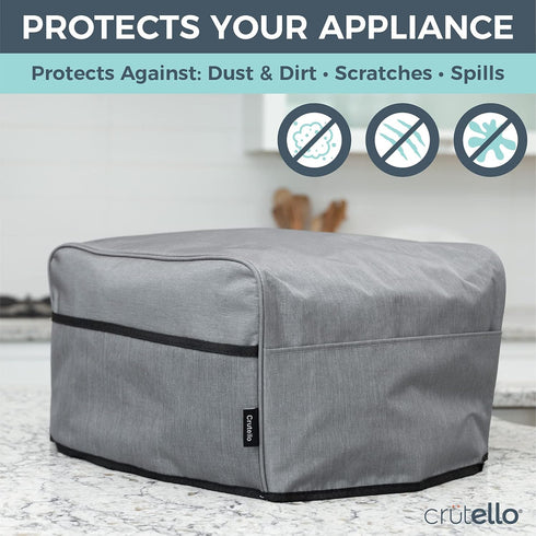 Crutello 4 Slice Toaster Oven Cover with Storage Pockets - Small Appliance Dust Covers, High Quality 4 Slice Toaster Cover, Toaster Oven Dust Cove...
