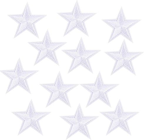 Framendino, 24 Pack White Star Iron on Sewing Appliques Patches Mini 5 Star Embroidered Fabric for Clothing DIY Decorations...