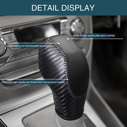 UGSHY 1 PC Car Leather Gear Shift Knob Cover, Automatic Transmission Car Boots Shifter Lever Knob Trim, Compatible with Ford Maverick Esports Mond...