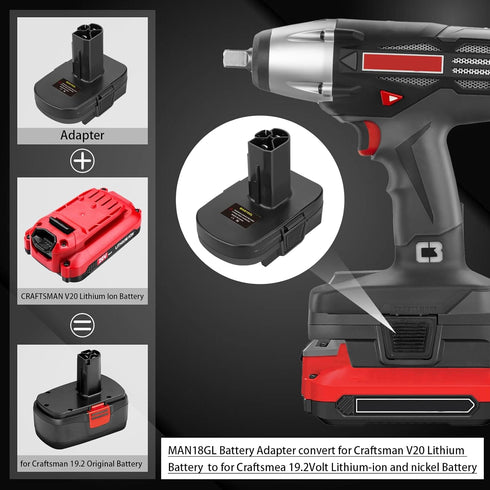 Battery Adapter for Craftsman 19.2v Old Style Cordless Tools Compatible with Craftsman 20V V20 New 20v Lithium Batteries?Not Include Power Tools&B...