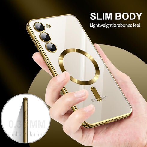 for Samsung Galaxy S23 Case, Covers for S23.Magnetic Metallic Glossy Slim Clear Luxury Soft Shockproof funda capa para for Galaxy S23 6.1 inch Com...
