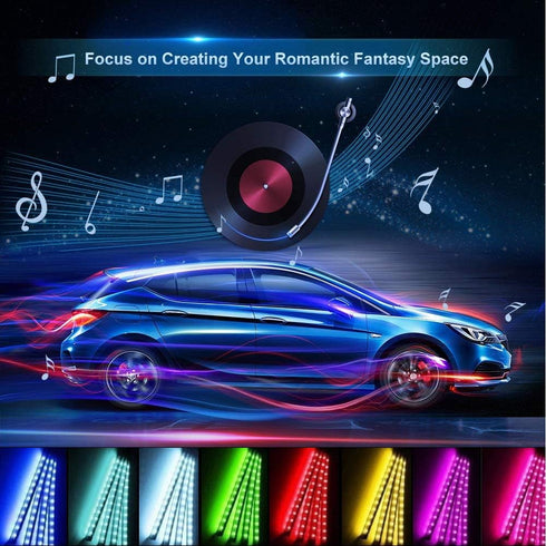 Led Interior Car Lights, Controller Led Lights for Cars, Multicolor Music Underglow Lighting Kits with Wireless Control and Sound Active Function,...