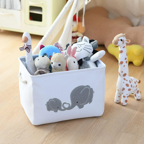 INough Baby Gift Baskets Empty Large Storage Container Fabric Toys Basket, Elephant Toy Box with Drawstring Closure for Wipes and Diapers, Nursery...