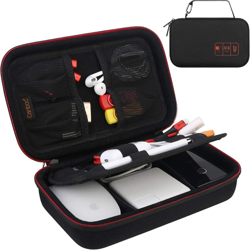 Canboc Hard Electronic Organizer Travel Case Electronics Accessories Cable Gadget Wire Storage Tech Bag Double Layer Shockproof Box for Charger Co...