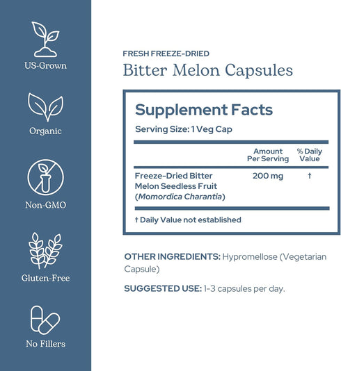 ECLECTIC INSTITUTE Raw Fresh Freeze-Dried Non-GMO Bitter Melon | 90 CT (200 mg)...