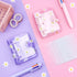 2 Sets Mini Transparent 3 Ring Binder Covers with Daisy Pattern Binder Inner Paper and Pockets Clear Soft PVC Notebook Loose Leaf Binder with Snap...