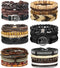 LOLIAS 24 PCS Leather Bracelet for Men Cool Wrist Cuff Bracelets, Adjustable Beaded, Handmade Vintage Style, Chunky Fashionable Design, Stackable ...
