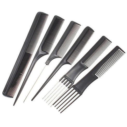10Pcs Hairdressing Comb Set Hair Styling Pro Kit Professional Barber Salon Gift Black Colour Set - Portable Set Hair Care Style Accessory Comb for...