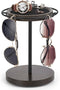 Mkono 360° Rotating Sunglasses Organizer Glasses Holder Stand Metal Frame with Wood Base and Tray Eyeglasses Storage Display Rack for up to 12 Pai...